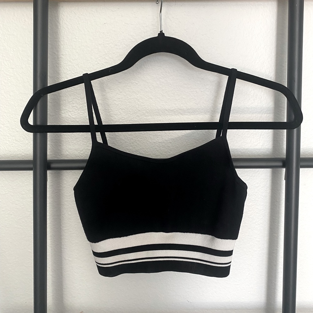 Aritzia Babaton Black and White Striped Knit Tank